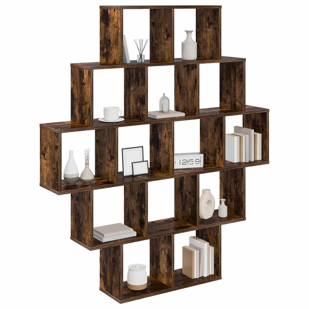 Wall Shelf Smoked Oak 120 X 20 X 136 Cm Engineered Wood