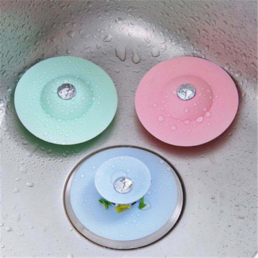 Gray Silicone Pop up Drain Cover Anti Odor Kitchen Bathroom Sink Strainer Stopper 10x3.6cm