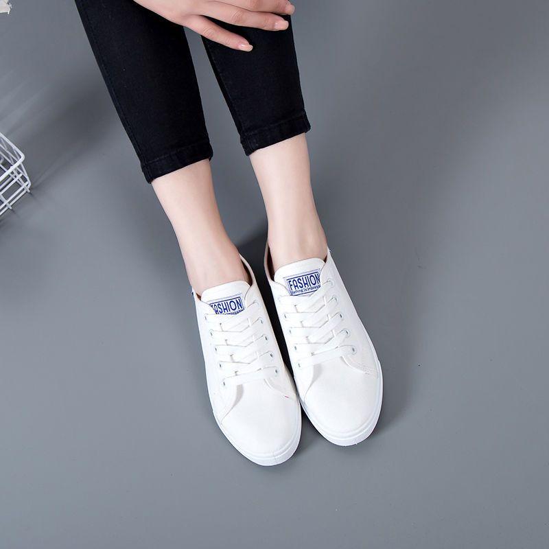 Canvas Shoes Women's Shoes Spring and Summer Korean Breathable Flat Bottom Casual Shoes White Shoes for Students