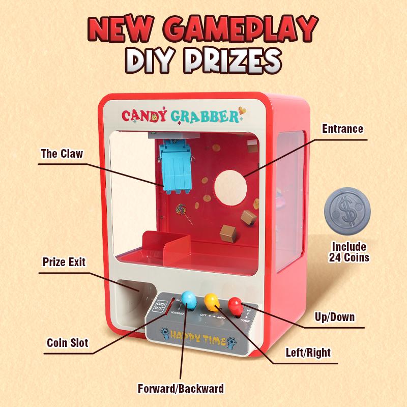 Children'S Candy Claw Machine Kids Toys Doll Machine Arcade Claw Machine Retro Carnival Music Coin Operated Game Birthday Gifts