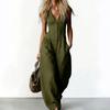 Sommer neue europäische und amerikanische lässige Mode westlicher Stil V-Ausschnitt ärmellos Leinen Temperament dünn Jumpsuit Damen