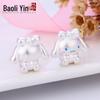 Pure Silver Cinnamonroll DIY Sterling Beads - Sanrio Cartoon Accessories for Handmade Braided Rope