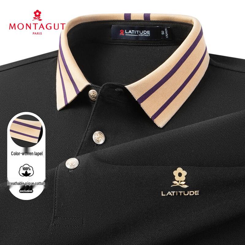 MONTAGUT Men s Pique Cotton Long-Sleeve Polo Shirt 54