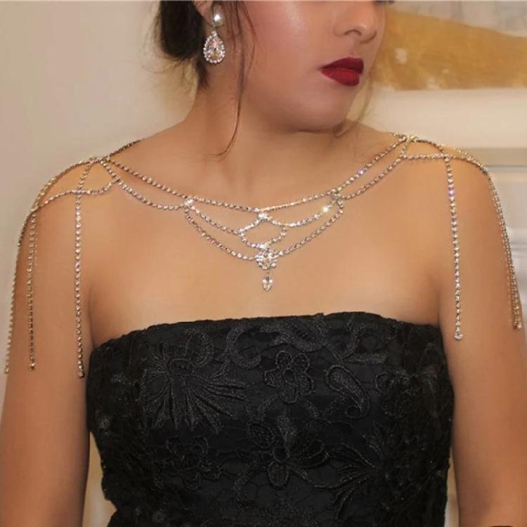 Chic Rhinestones Body Jewelry Breathable Alloy Construction All Day Comfort Shoulder Accessory For Event Daily Use