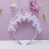 Gorgeous Lace Headband with Crown Kids Crown Headpiece Rhinestones Lace Hairpiece for Little Girls Birthdays Headband