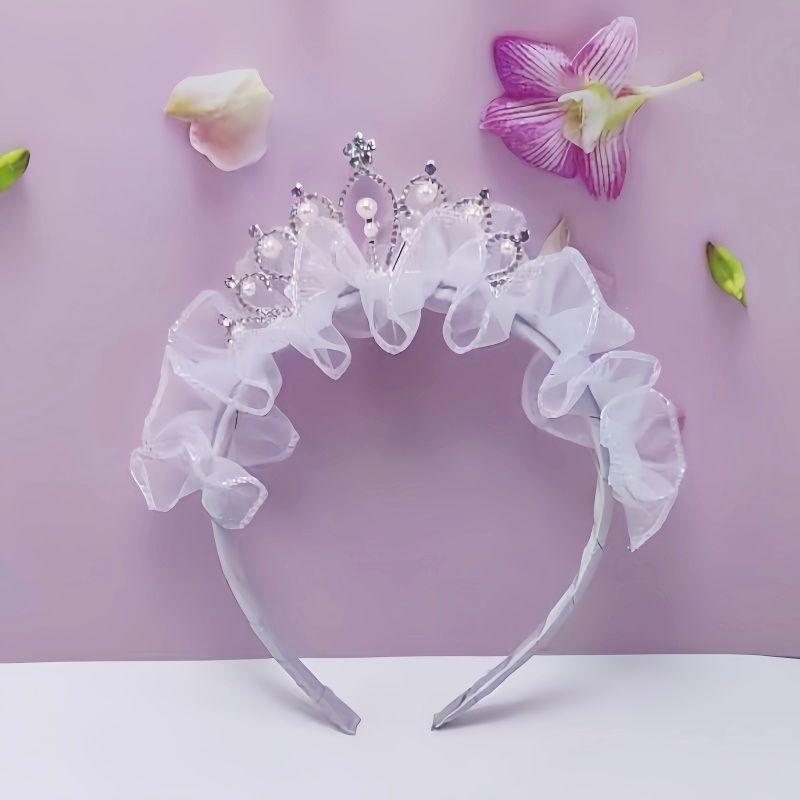 

Розкішна мереживна пов язка на голову з короною Дитяча корона Головний убір Стрази Мереживна прикраса для волосся для маленьких дівчаток на дні народження Пов язка