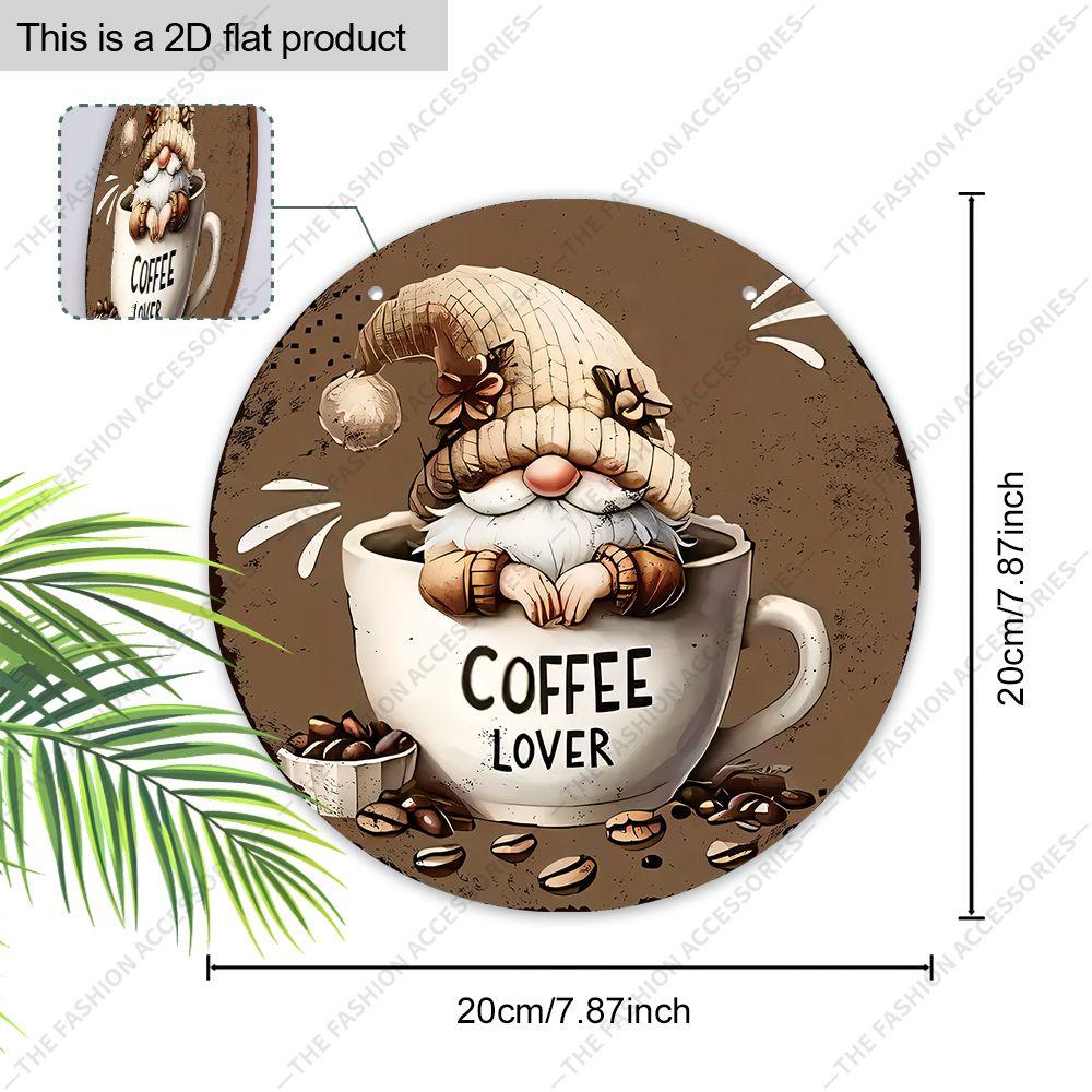 2D Flat Hanging Decorative Signs, Interior Wall or Door Decoration, Patterns Are Gnomes and Coffee, Interesting Gifts for Family and Friends