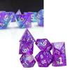 7pcs Polyhedral Dice Set Epoxy Resin Purple Exquisite Polishing Board Games Dice Set for Role Playing Games Party