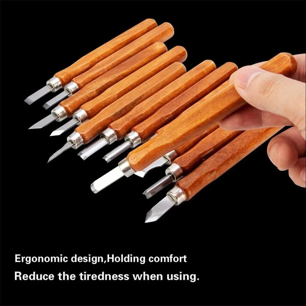 12pcs Woodcarving Tools Set Chisel Knife Engraving Kit for Beginners DIY Woodworking Crafting Hand Tools