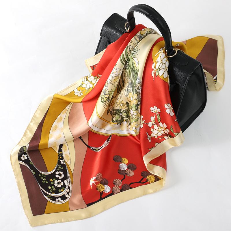 Women Silk Scarf Fashion Hair Scarf Silk Satin Neckerchief Scarf Women Luxury Hair Ties Hair Ornament Female Bandana Bag Scarves
