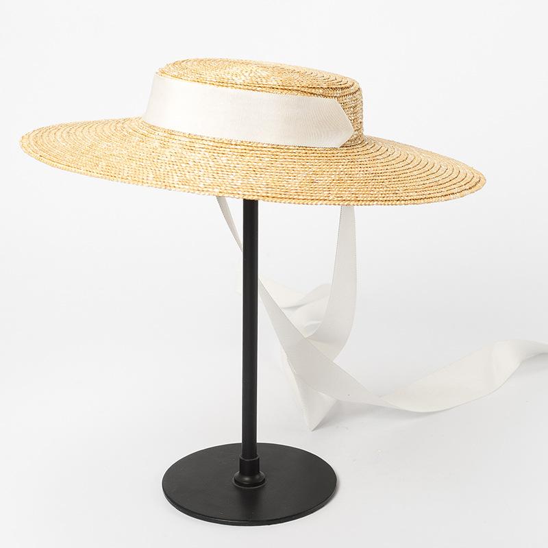 Summer straw hat hand-woven with straw bow ribbon outdoor travel sun protection beach hat sun hat hats for woman