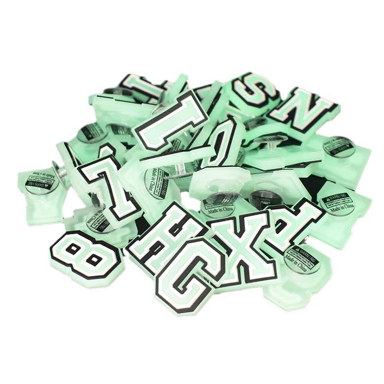 Luminous Letter Series Clog Charms: PVC Soft Rubber Shoe Flowers and Buckles
