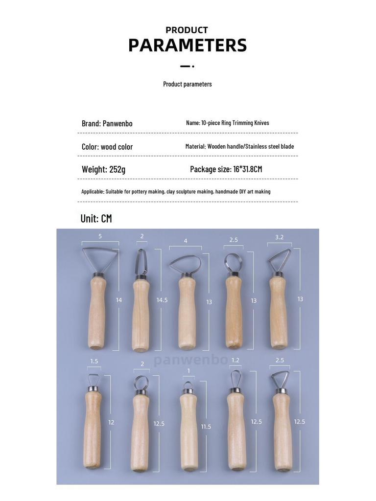10-teiliges Töpfer- und Tonmodellierwerkzeug-Set mit großköpfigem Messer zum Trimmen und Modellieren