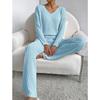 Women Casual Loose V Neck Long Sleeve Knit Top Straight Long Pants Two Piece Set