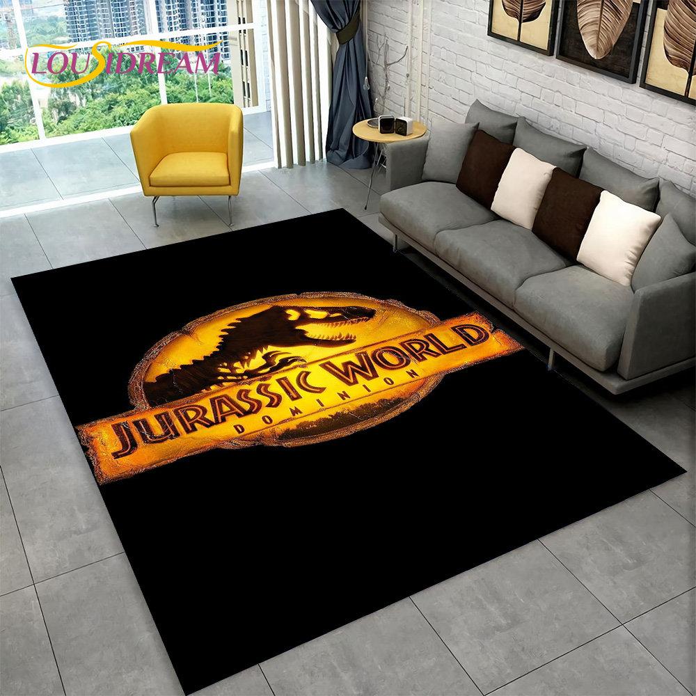 3D Cartoon Jurassic Park Dinosaur Area Rug Large,Carpet Rug for Living Room Bedroom Sofa Doormat Decor,Child Non-slip Floor Mat