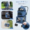 Giantex Separate Foldable Pet Cart Load Capacity Upper 15KG Lower 15KG Multiple Dogs Cats Dog Carrier Dog Buggy with Brake Mat Canopy Side Pockets