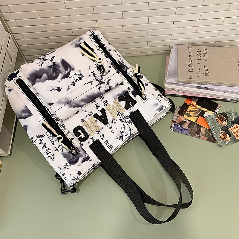 Schoolbag ink painting national style schoolbag female junior high school students high value large capacity high school students backpack male