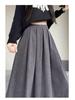 Plus Size Women's Corduroy Pleated A-Line Midi Skirt - Autumn/Winter