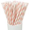 25-Pack Striped Biodegradable Paper Straws for Milk Tea and Beverages