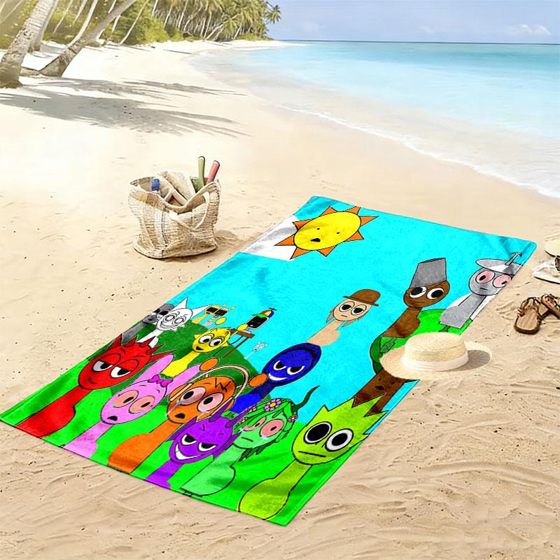 Asciugamano da Spiaggia Sprunki Print, Asciugamano Grande Morbido ad Asciugatura Rapida per Spiaggia Campeggio Nuoto