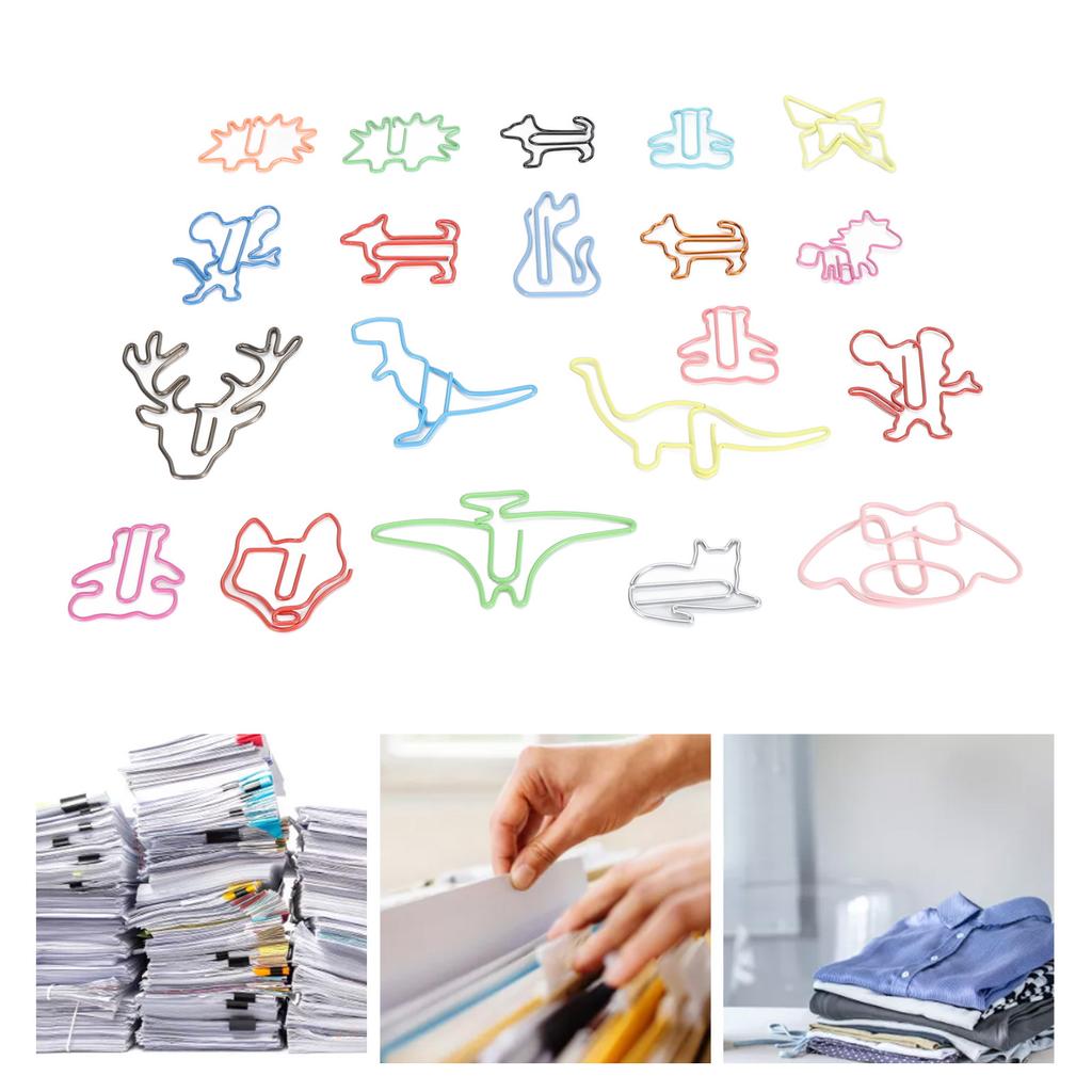 100pcs Animal Shaped Paper Clips Cute Funny Assorted Colors Metal Bookmarks Paper Clips for Books No