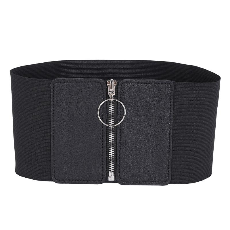 Elastic Belt Women'S Zipper Design Waist Skirt Waist Slim Fit Elastic Wide Waist Seal