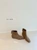 Flat Bottom Thin Boots Women's 2025 Autumn and Winter New Square Head Elastic Bare Boots Suede Martin Boots Velvet Leather Short Boots
