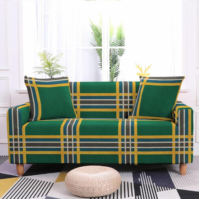 Striped Plaid Printed Couch Cover Sofa Cover For Living Room Elastic L -Shape Anti -Fouling Slipcovers Pets Chaselong Protector
