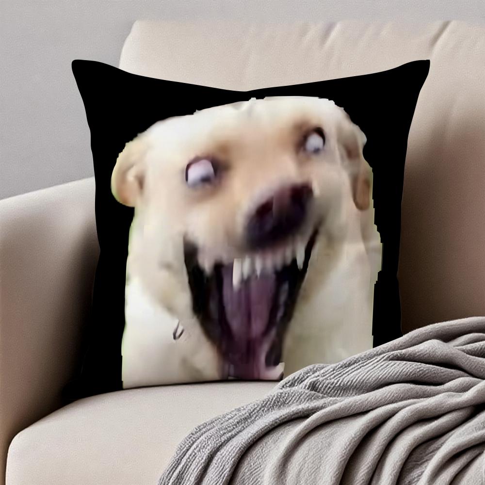 Abstract Cute Funny Pet Dog Meme Cushion Cover Pillowcase Antidustmite Invisible Zipper Short Plush Sofa Cushion