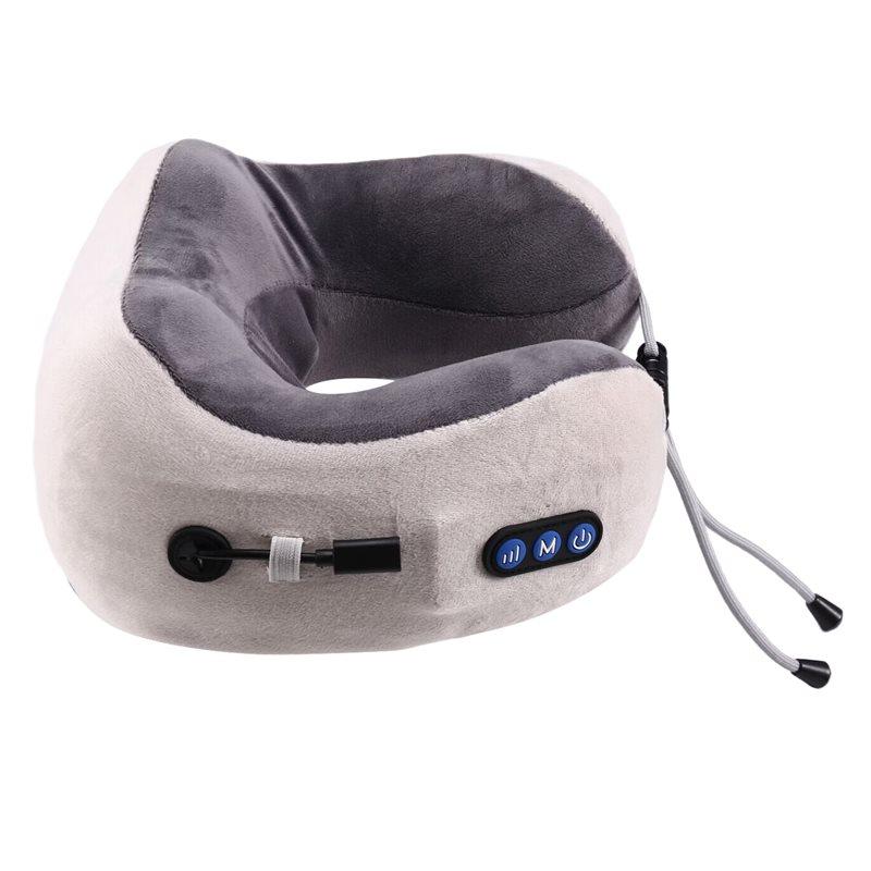 Premium-Portable U-Shaped Neck Massager Electric Pillow Usb Rechargeable Car Travel Massage Pillow серый