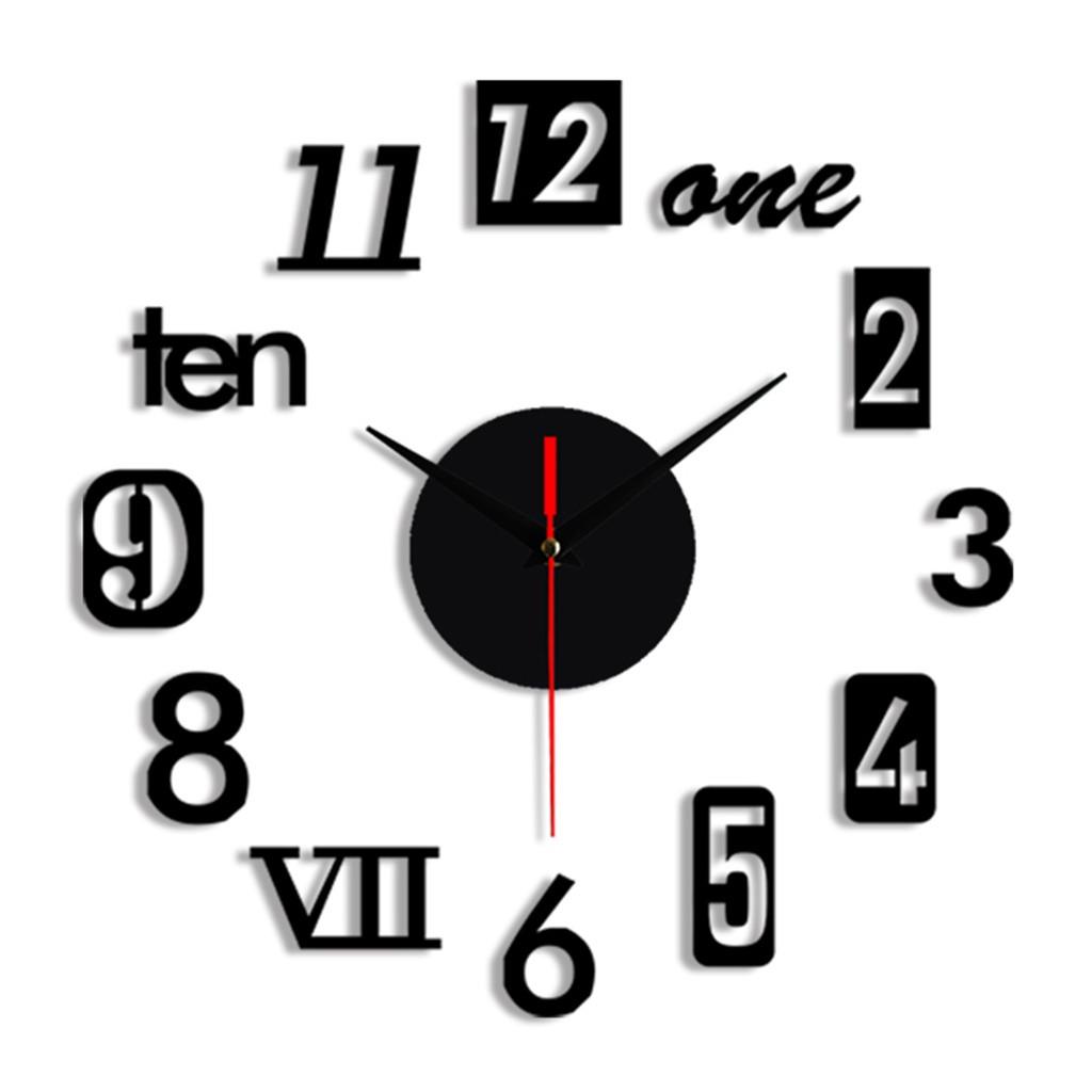 Frameless DIY Wall Mute Clock 3D Mirror Surface Sticker Home  Decor