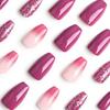 Wearable Purple Glitter Gradient Short Nail Art Tips