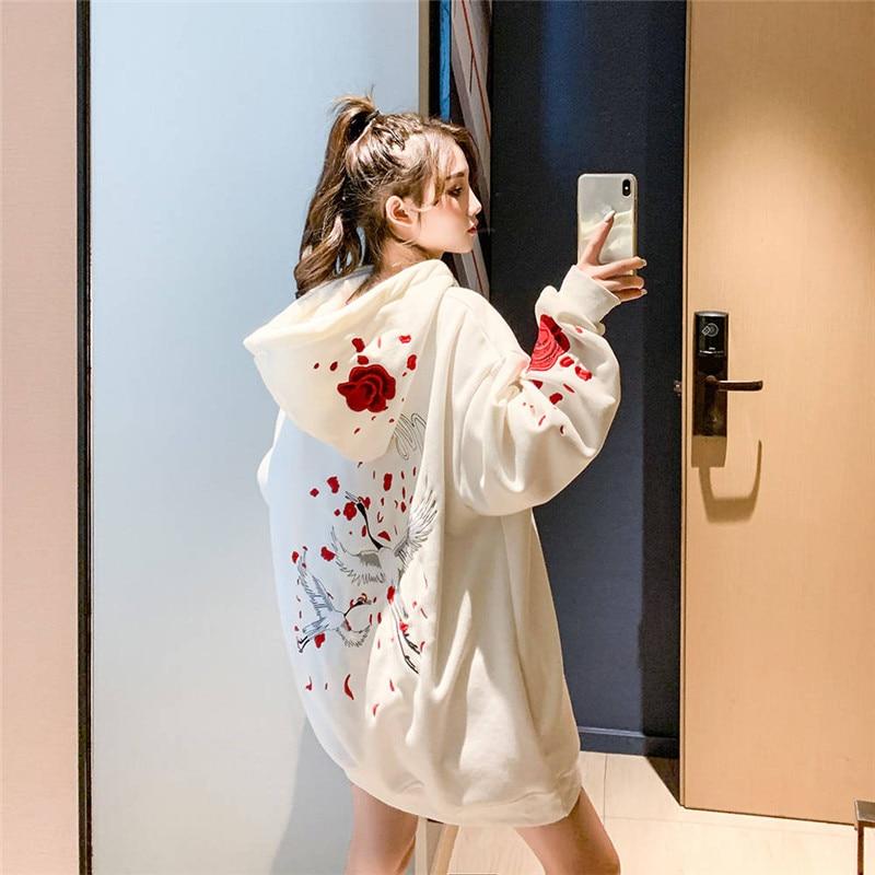Moda Sudadera blanca para mujer sudadera suelta otoño manga larga lindo  estampado de pájaro Harajuku sudadera con capucha Ropa de calle Ropa de  invierno Oversized Top Sudadera con capucha para mujer comprar