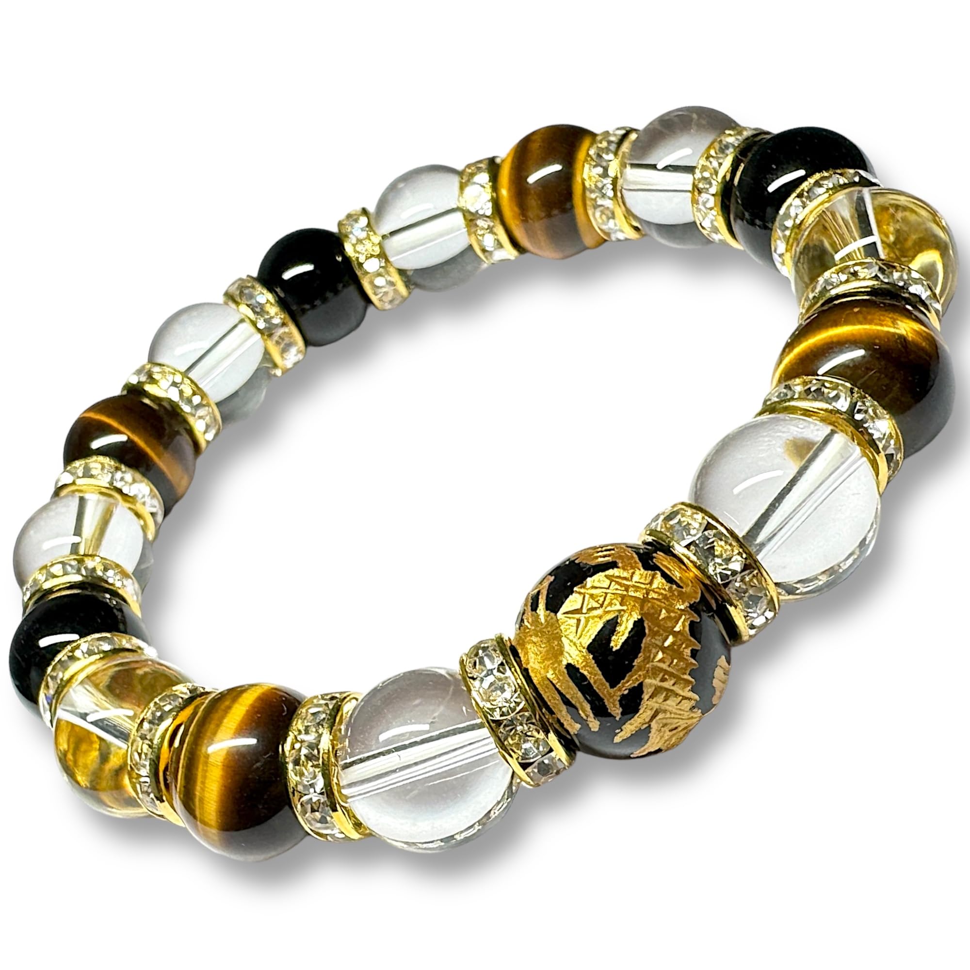 

Natural Stone Bracelet for Men Financial Career Power Stone Bracelet Tiger Eye Crystal Black Onyx Emperor Dragon Gold Engraving Onyx Prayer Beads