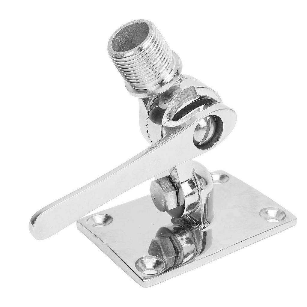 Marine VHF Antenna Mounts Polished 316 Stainless Steel Adjustable Ratchet Antenna Base Mount for Boat 1 Inch Antenna
