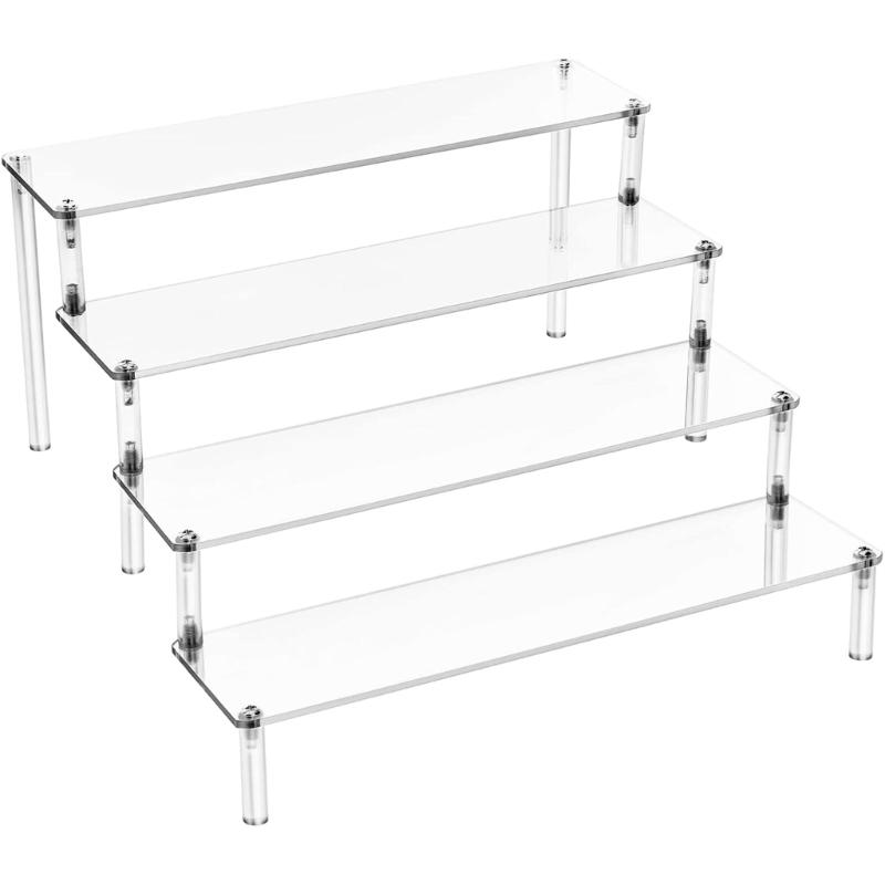 Multi Purpose Storage Rack Thickened Acrylic Step Organiser For Dessert Display Cosmetic Storage Space Saving Stand