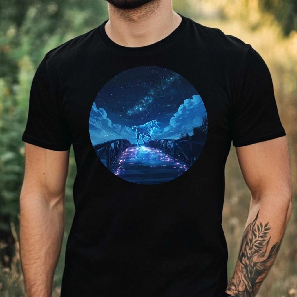 T-Shirt Herren Leuchtendes Tier Motiv Baumwolle Größe XS bis 5XL