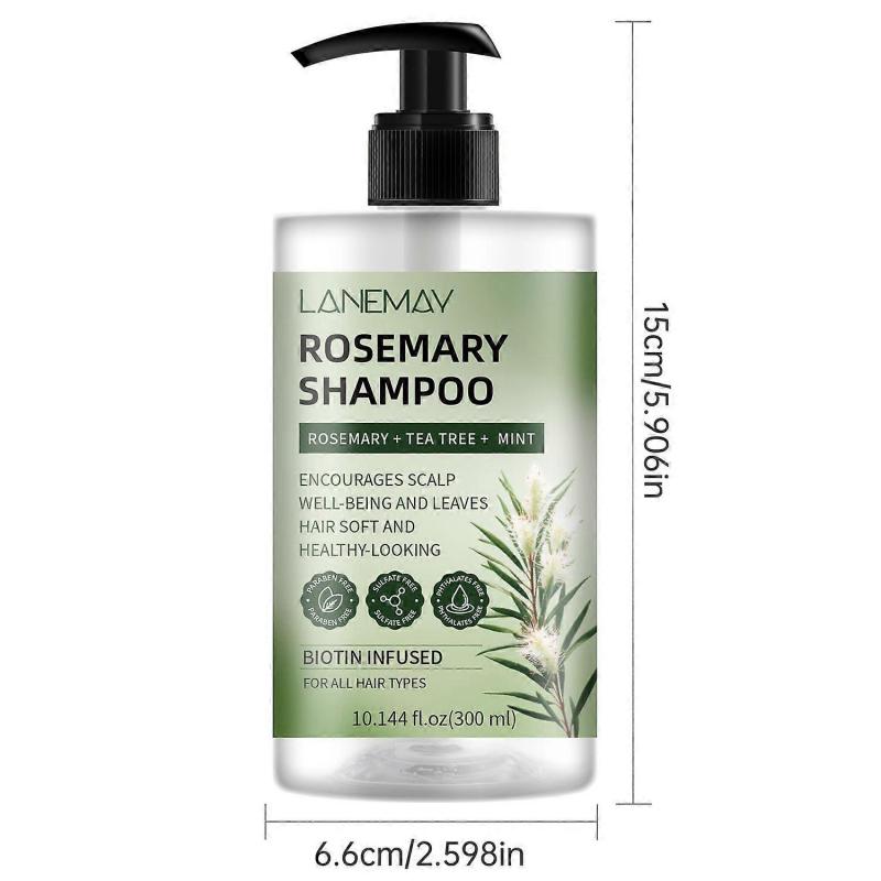 Rosmarin Shampoo mit Teebaum, Minze & Biotin, Kopfhaut-Wellness-Formel für alle Haartypen, Weiches, Gesund aussehendes Haar