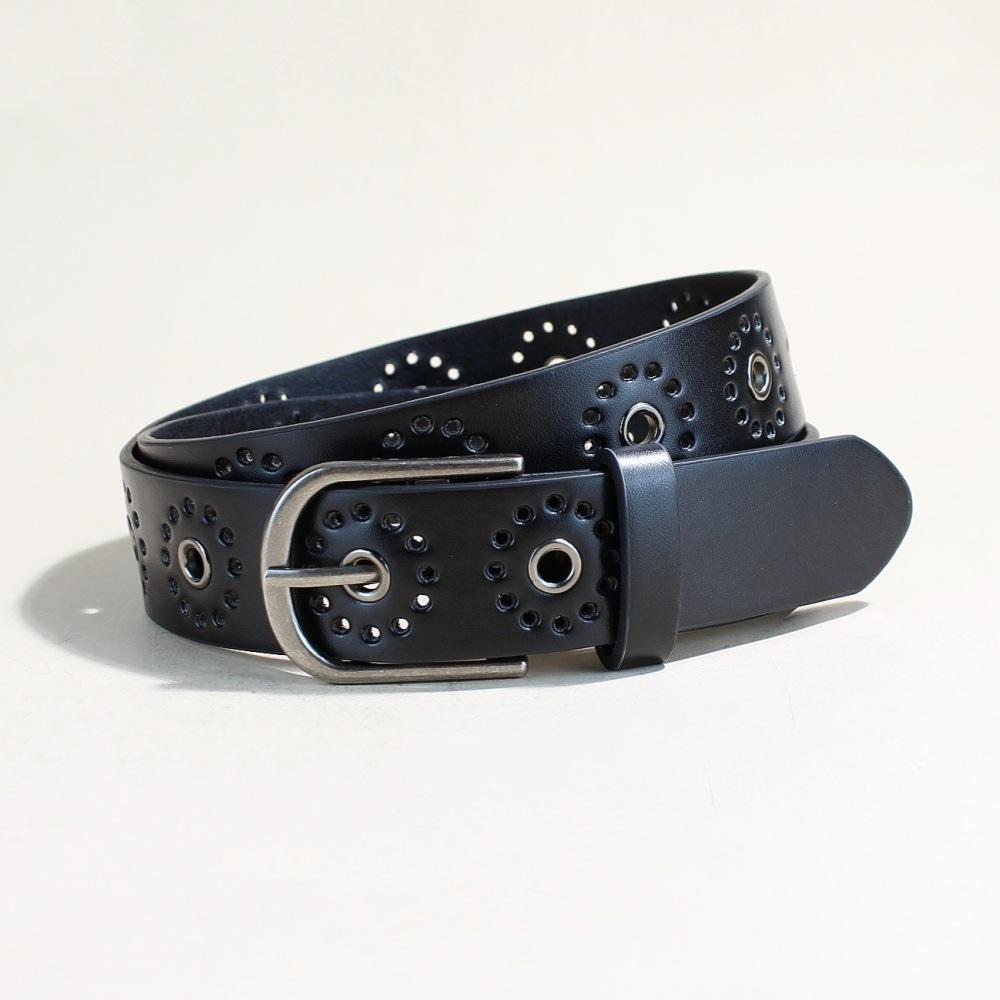 

American Hip Hop Belt Women S Belt Belt Punk Style Air Eye Hollow Black Casual Pants Belt Women 103Cm long