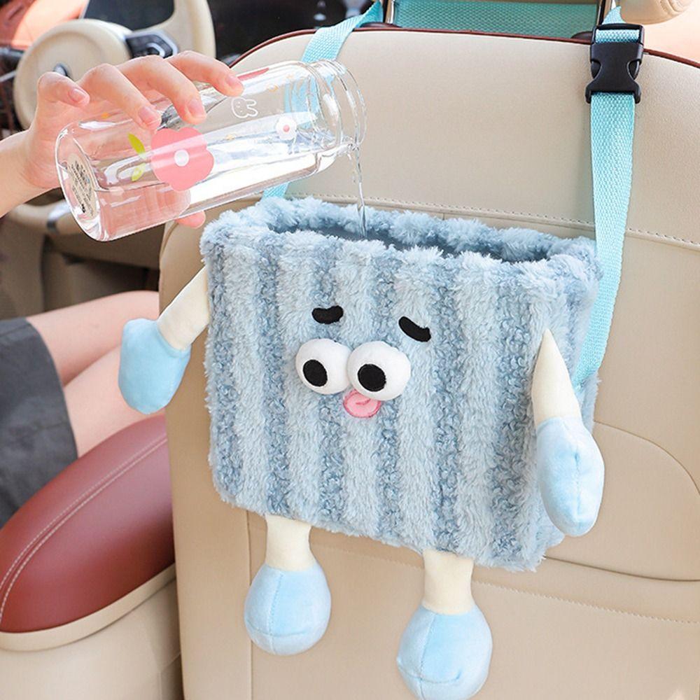 Cartoon Auto Seat Back Storage Bag Hanging Car Mounted Tissue Box Car Trash Can  Car Supplies