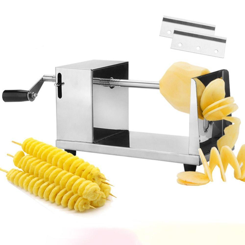 Stainless Steel Twisted Potato Slicer Wear Resistant Household Spiral Potato Cutter Manual French Fry Cutter Snack Preparatio