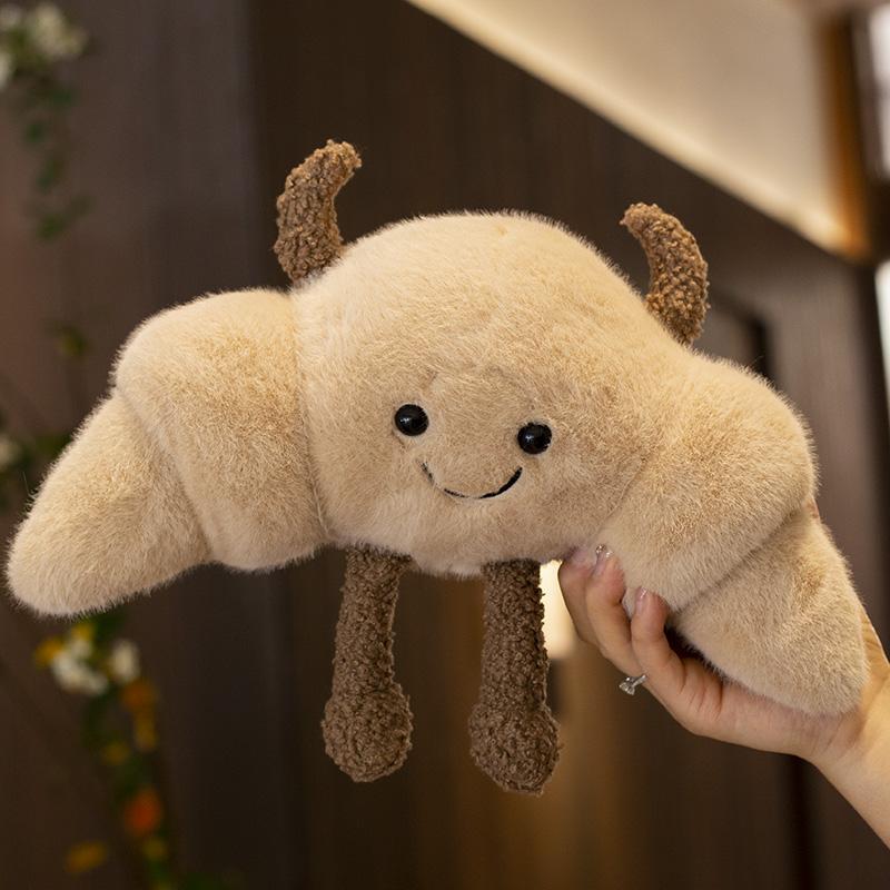 

30-75cm Cartoon Fun Croissant Stuffed Doll Pillow High Quality Head Horned Bread Stuffed Toy Home Decoration Gift For Children about 30cm