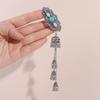 Vintage Turquoise Tassel Bell Hair Clip Elegant Crystal Ethnic Style Hairpin Side Clip Retro Chinese Style Hair Accessories