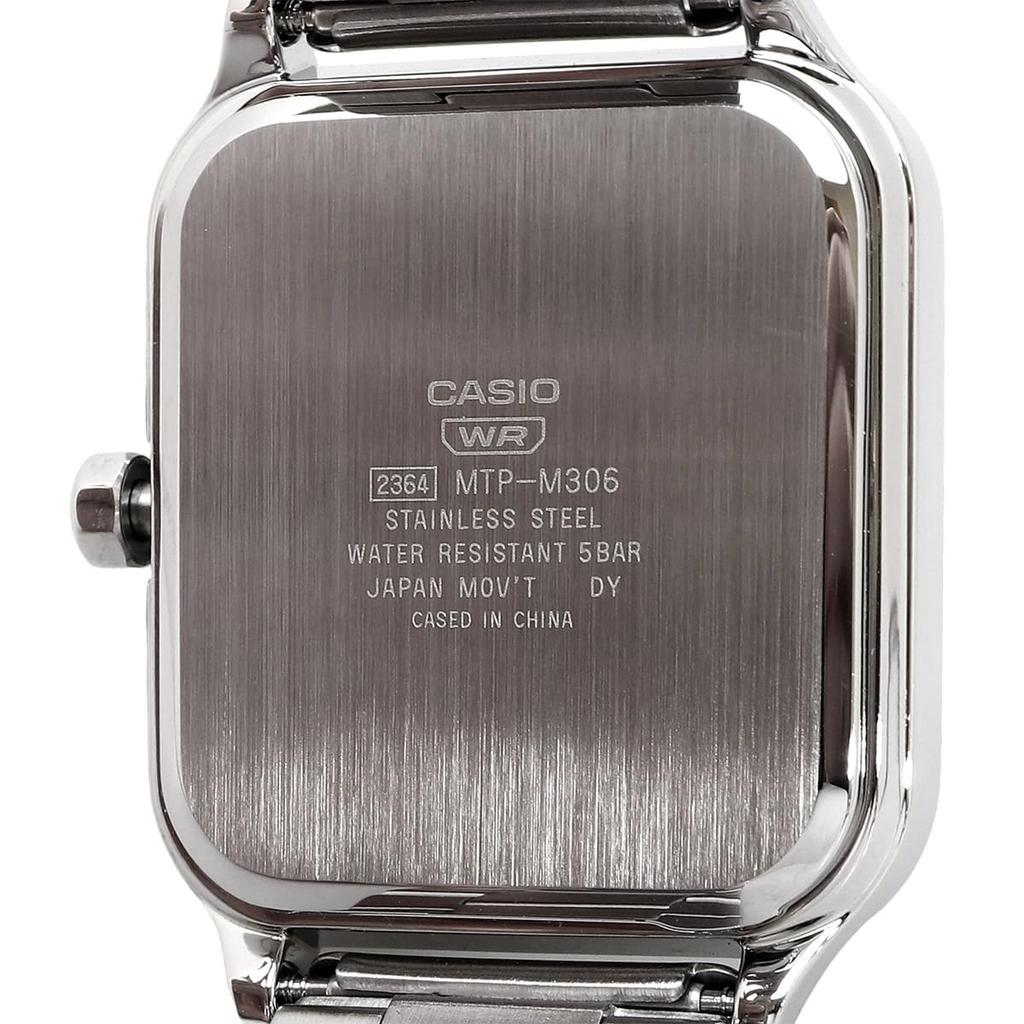 Casio MTP-M306M-8AV Men's Multi-Function Watch, Rectangle Silver Case, Gray Sunburst Dial, Stainless Steel Mesh Band