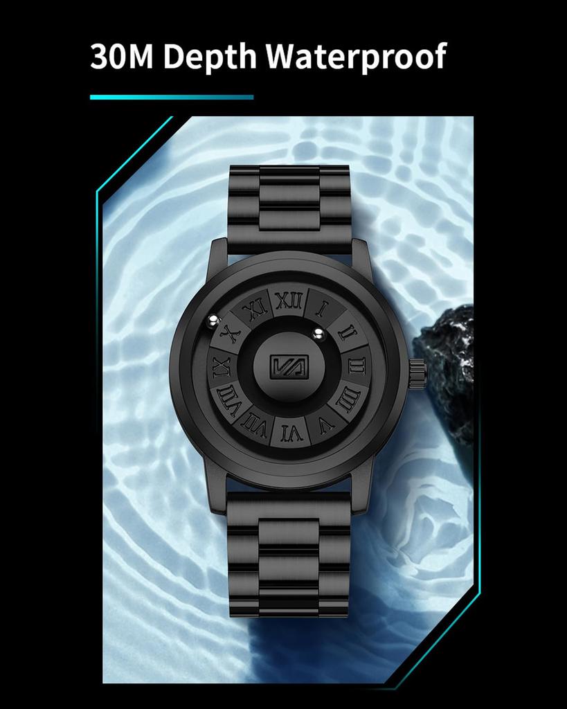 Introducing the Magnetic Floating Ball Wristwatch for a Black Watch That Combines Design and Functionality Men, Tech-inspired (2901H)