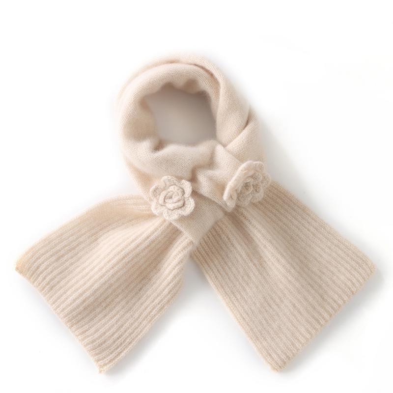 Handmade crochet% cashmere scarf women's solid color perforated warm scarf fashionable versatile small scarf outside