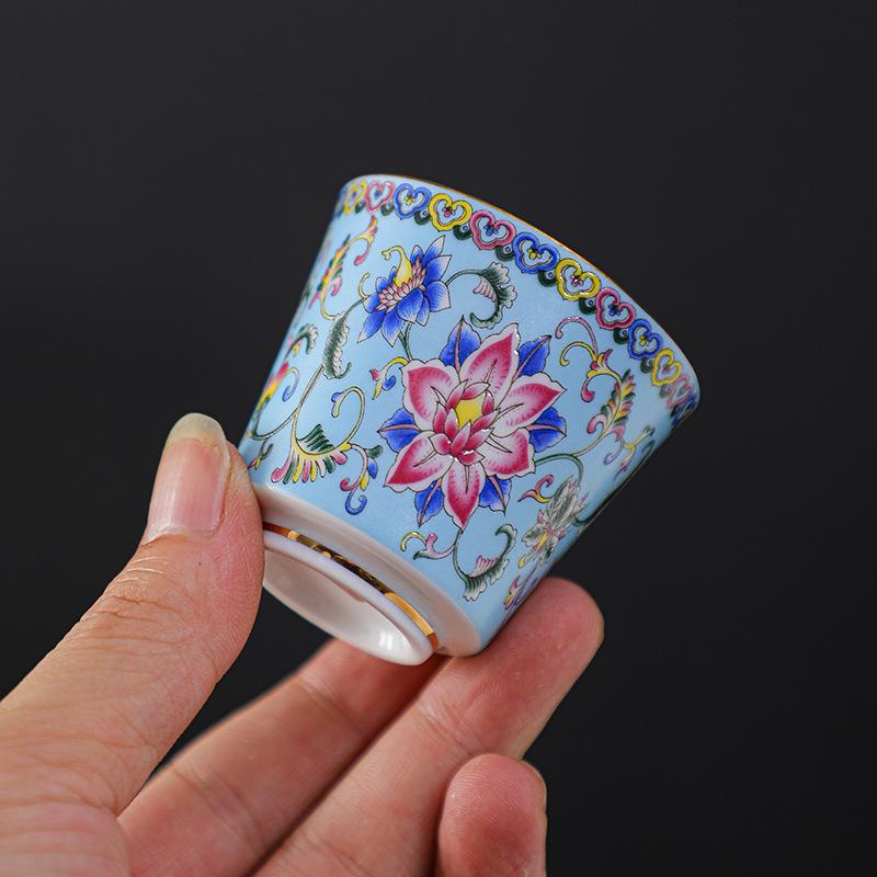 Keramik-Emaille Meistertasse Teegeschirr Kung Fu Teetasse Persönliche Verkostungstasse Mehrfarbige Emaille Teetasse