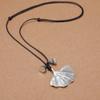 Retro Leather Rope Necklace with Wooden Alloy Pendant for Cotton and Linen Sweaters