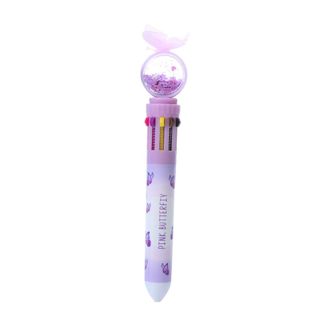 Multicolored Pen Cartoon Ballpoint Pen 10 Color-in-1 Writing Pen Write Smoothly for Student Adult Writing Journaling
