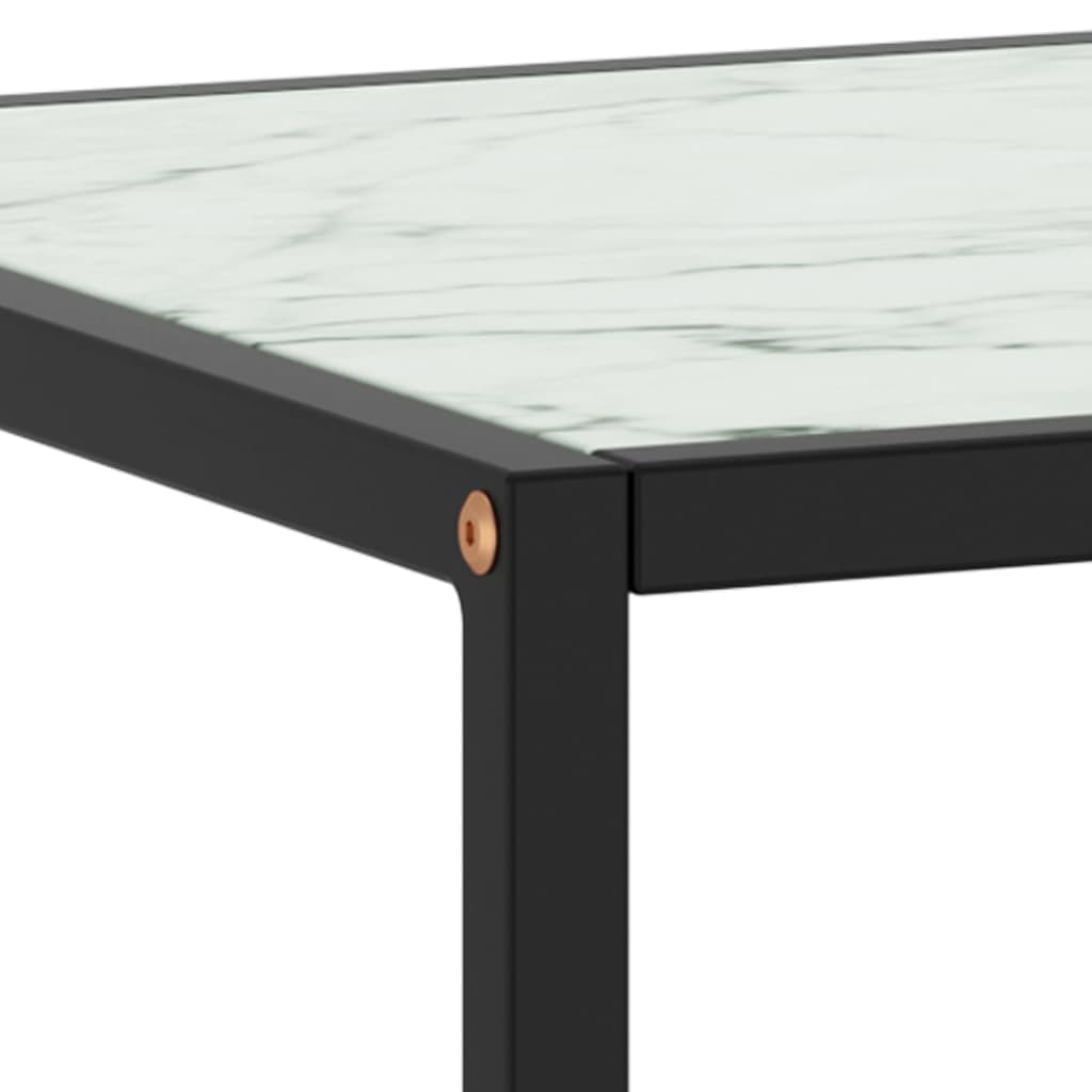 Black Coffee Table with White Marble Effect Glass 100 X 50 X 35 Cm